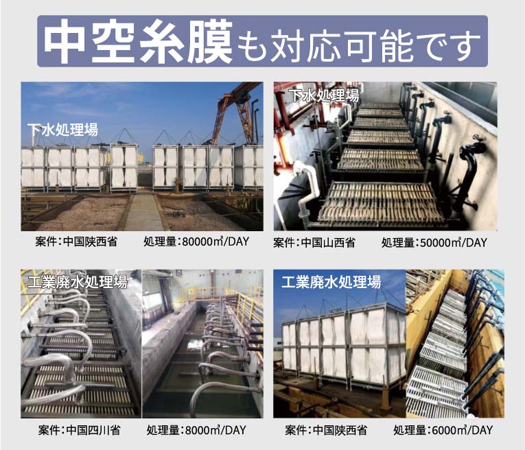 中空糸膜も対応可能です